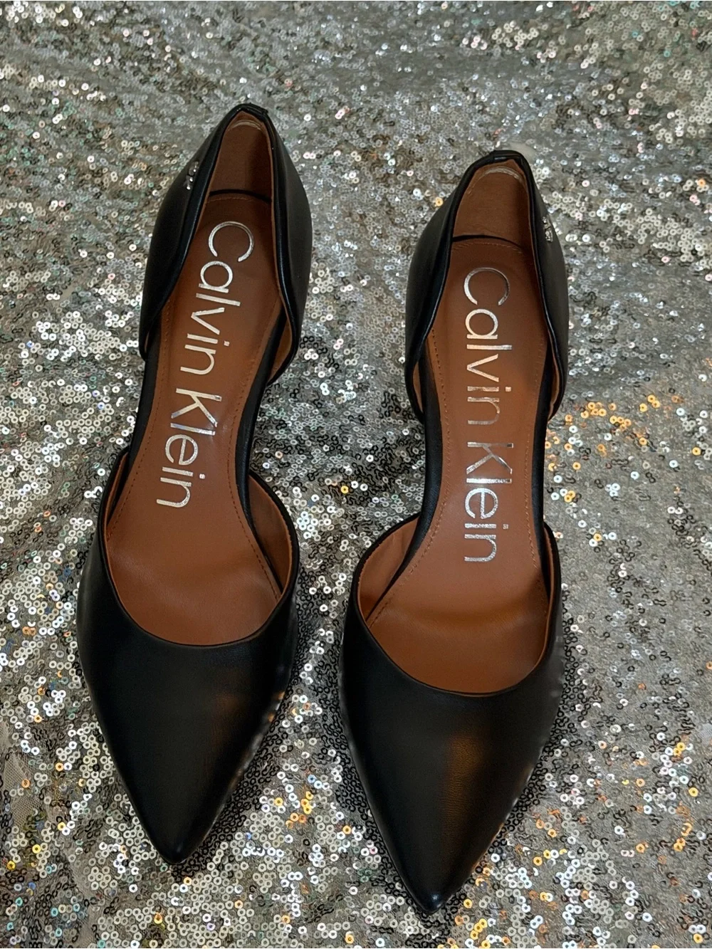 Calvin Klein Black D'Orsay Pointed-Toe Pumps